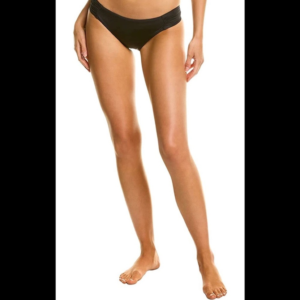 Trina Turk Women's Shirred Side Hipster Pant Bikini Swimsuit Bottom Black